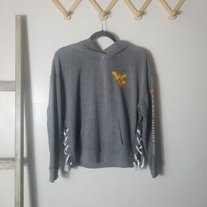 PINK VICTORIA'S SECRET WEST VIRGINIA OVERSIZED HOODIE WITH LACED SIDES SIZE XS